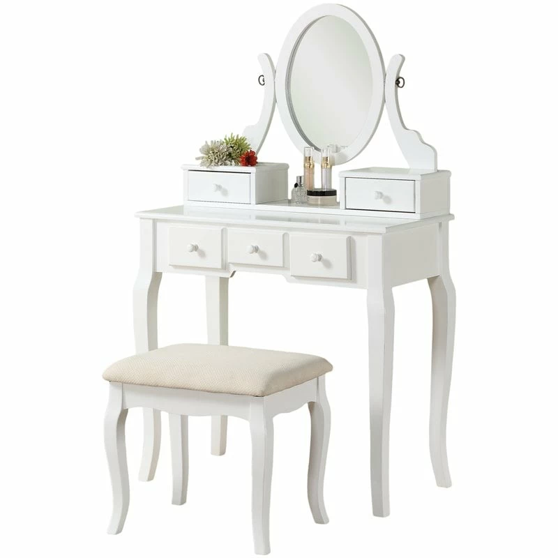Cheapest โจ Roundhill Furniture Ashley Wood Make-Up Vanity Table And Stool Set In White ๐ฏ 3 Cheapest โจ Roundhill Furniture Ashley Wood Make-Up Vanity Table And Stool Set In White ๐ฏ