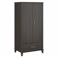 Coupon 🧨 Bush Somerset Large Armoire Cabinet In Storm Gray - Engineered Wood 🥰