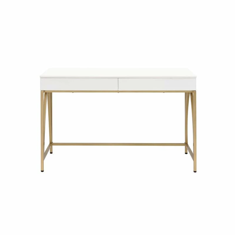 Top 10 ๐ Bowery Hill Contemporary Vanity Desk In White High Gloss & Gold ๐ 4 Top 10 ๐ Bowery Hill Contemporary Vanity Desk In White High Gloss & Gold ๐ - Image 2