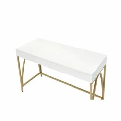 Top 10 ๐ Bowery Hill Contemporary Vanity Desk In White High Gloss & Gold ๐ 10 Top 10 ๐ Bowery Hill Contemporary Vanity Desk In White High Gloss & Gold ๐ -Living Room Sales Shop 2469654 2 L