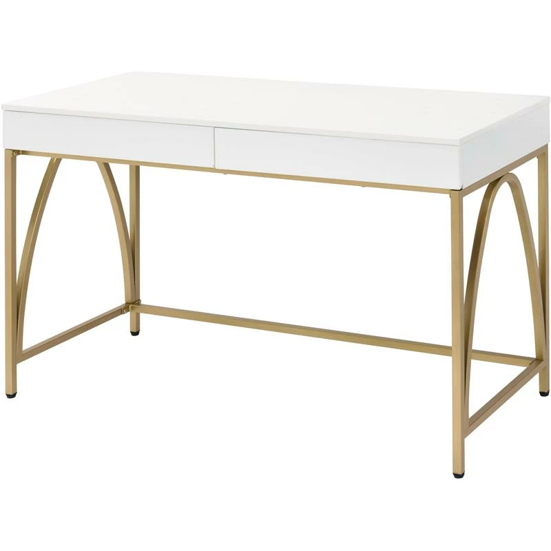 Top 10 ๐ Bowery Hill Contemporary Vanity Desk In White High Gloss & Gold ๐ 3 Top 10 ๐ Bowery Hill Contemporary Vanity Desk In White High Gloss & Gold ๐