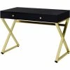 Best Pirce ✔️ Bowery Hill Contemporary Vanity Desk In Black & Brass Finish 👏