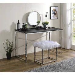 Cheapest ๐ Bowery Hill Contemporary Vanity Desk In Black & Chrome Finish โค๏ธ 9 Cheapest ๐ Bowery Hill Contemporary Vanity Desk In Black & Chrome Finish โค๏ธ -Living Room Sales Shop 2469744 3 L