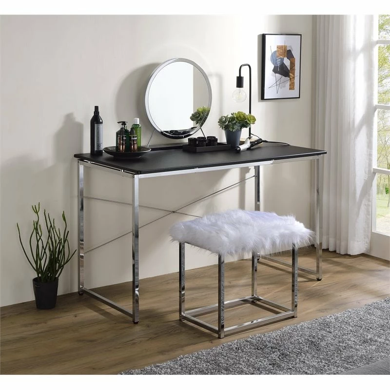 Cheapest ๐ Bowery Hill Contemporary Vanity Desk In Black & Chrome Finish โค๏ธ 6 Cheapest ๐ Bowery Hill Contemporary Vanity Desk In Black & Chrome Finish โค๏ธ - Image 4