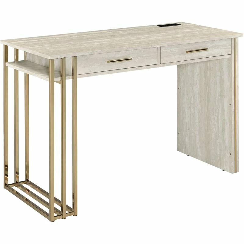 Hot Sale ๐ฏ Bowery Hill Contemporary Vanity Desk In Antique White & Gold Finish ๐ 3 Hot Sale ๐ฏ Bowery Hill Contemporary Vanity Desk In Antique White & Gold Finish ๐