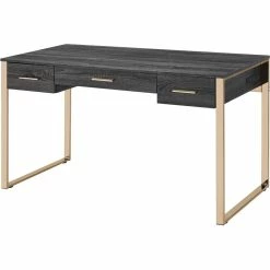 Cheapest π Bowery Hill Modern Vanity Desk In Champagne Gold & Weathered Oak Finish π₯°
