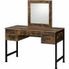 Brand new 🎉 Bowery Hill Contemporary Vanity Desk & Mirror In Rustic Oak & Black Finish 🎉 -Living Room Sales Shop 2469997 L