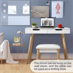 Outlet π CRO Decor Ciccarelli Solid Wood Vanity With Mirror White Vanity Table With Light π 28 Outlet π CRO Decor Ciccarelli Solid Wood Vanity With Mirror White Vanity Table With Light π -Living Room Sales Shop 2470770 12 L