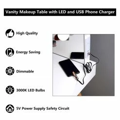 Outlet π CRO Decor Ciccarelli Solid Wood Vanity With Mirror White Vanity Table With Light π 24 Outlet π CRO Decor Ciccarelli Solid Wood Vanity With Mirror White Vanity Table With Light π -Living Room Sales Shop 2470770 8 L