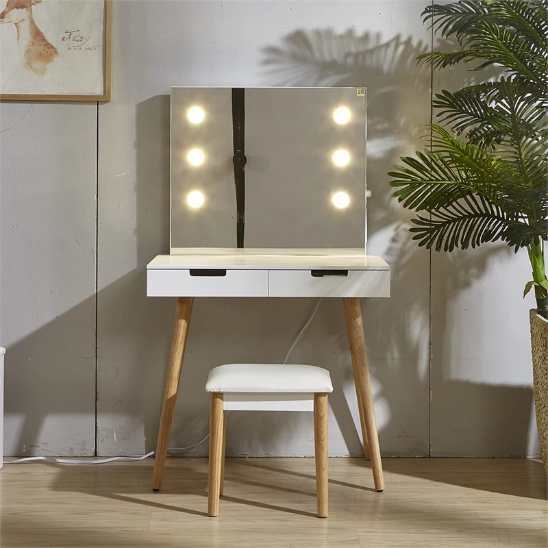 Outlet π CRO Decor Ciccarelli Solid Wood Vanity With Mirror White Vanity Table With Light π 3 Outlet π CRO Decor Ciccarelli Solid Wood Vanity With Mirror White Vanity Table With Light π