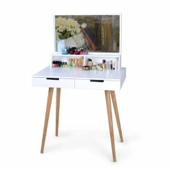 Cheapest 👏 CRO Decor Maximilien Solid Wood 32'' Wide Vanity Table With Mirror-White 😍 -Living Room Sales Shop 2470771 1 L