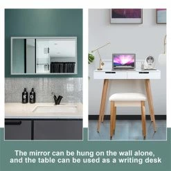 Cheapest 👏 CRO Decor Maximilien Solid Wood 32'' Wide Vanity Table With Mirror-White 😍 -Living Room Sales Shop 2470771 14 L