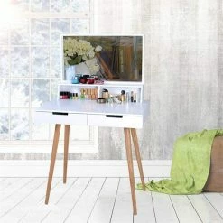 Cheapest 👏 CRO Decor Maximilien Solid Wood 32'' Wide Vanity Table With Mirror-White 😍 -Living Room Sales Shop 2470771 2 L