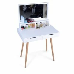 Cheapest 👏 CRO Decor Maximilien Solid Wood 32'' Wide Vanity Table With Mirror-White 😍 -Living Room Sales Shop 2470771 4 L