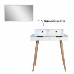 Cheapest 👏 CRO Decor Maximilien Solid Wood 32'' Wide Vanity Table With Mirror-White 😍 -Living Room Sales Shop 2470771 5 L