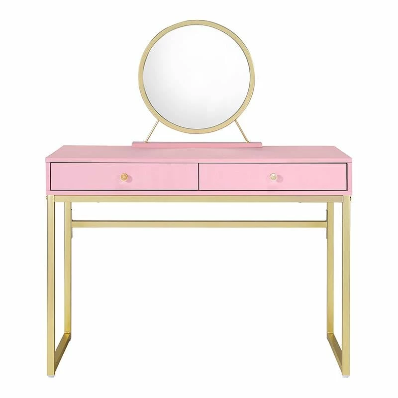 Best Sale ๐ ACME Furniture ACME Coleen Vanity Desk With Jewelry Tray In Pink And Gold โจ 4 Best Sale ๐ ACME Furniture ACME Coleen Vanity Desk With Jewelry Tray In Pink And Gold โจ - Image 2