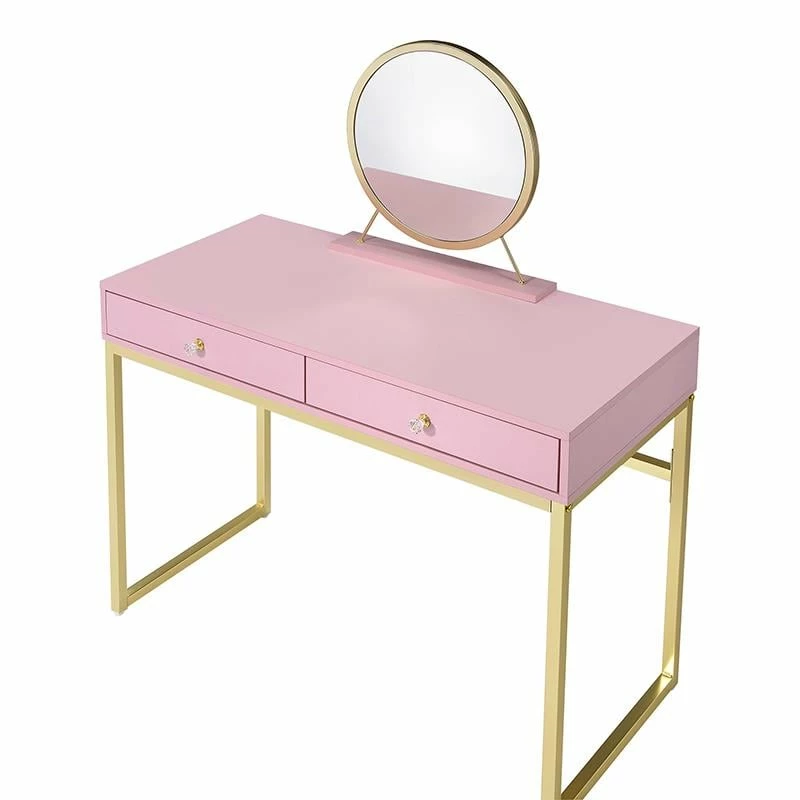 Best Sale ๐ ACME Furniture ACME Coleen Vanity Desk With Jewelry Tray In Pink And Gold โจ 5 Best Sale ๐ ACME Furniture ACME Coleen Vanity Desk With Jewelry Tray In Pink And Gold โจ - Image 3