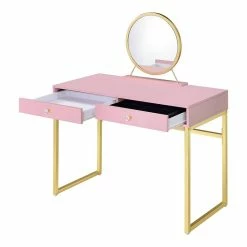 Best Sale ๐ ACME Furniture ACME Coleen Vanity Desk With Jewelry Tray In Pink And Gold โจ 11 Best Sale ๐ ACME Furniture ACME Coleen Vanity Desk With Jewelry Tray In Pink And Gold โจ -Living Room Sales Shop 2471728 3 L