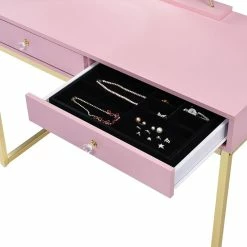 Best Sale ๐ ACME Furniture ACME Coleen Vanity Desk With Jewelry Tray In Pink And Gold โจ 12 Best Sale ๐ ACME Furniture ACME Coleen Vanity Desk With Jewelry Tray In Pink And Gold โจ -Living Room Sales Shop 2471728 4 L