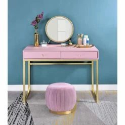 Best Sale ๐ ACME Furniture ACME Coleen Vanity Desk With Jewelry Tray In Pink And Gold โจ 13 Best Sale ๐ ACME Furniture ACME Coleen Vanity Desk With Jewelry Tray In Pink And Gold โจ -Living Room Sales Shop 2471728 5 L