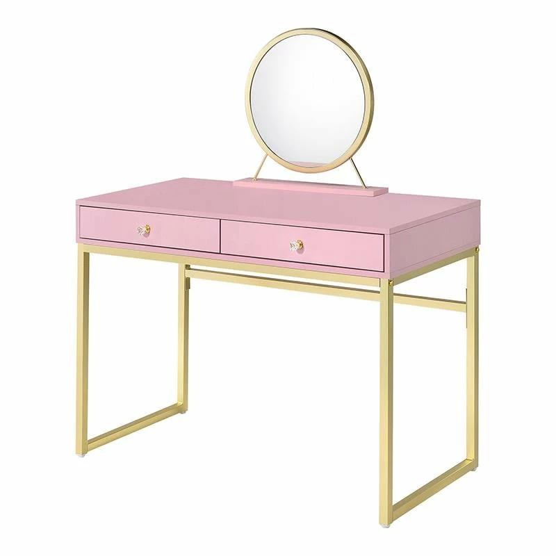 Best Sale ๐ ACME Furniture ACME Coleen Vanity Desk With Jewelry Tray In Pink And Gold โจ 3 Best Sale ๐ ACME Furniture ACME Coleen Vanity Desk With Jewelry Tray In Pink And Gold โจ