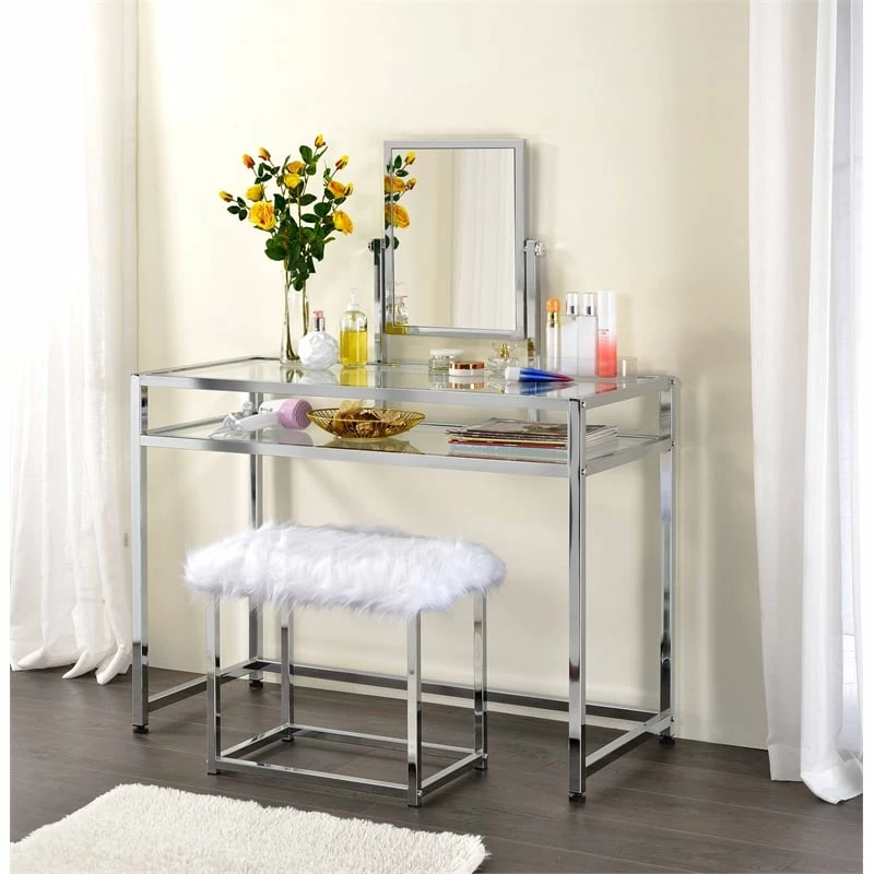 Outlet ๐งจ ACME Furniture ACME Coleen 3 Pc Pack Vanity Set In Chrome Finish ๐ 7 Outlet ๐งจ ACME Furniture ACME Coleen 3 Pc Pack Vanity Set In Chrome Finish ๐ - Image 5