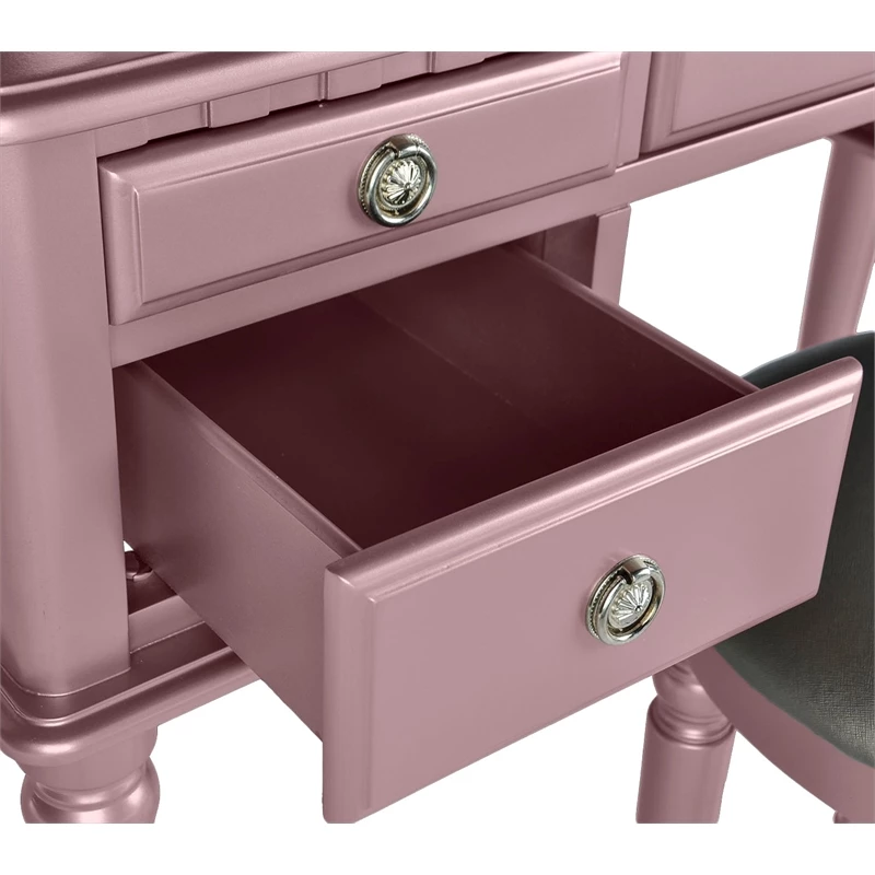Best deal 🤩 Cooper Furniture Wood Vanity Set With Mirror And Stool In Pink Rose Gold Color 🤩 7 Best deal 🤩 Cooper Furniture Wood Vanity Set With Mirror And Stool In Pink Rose Gold Color 🤩 - Image 5