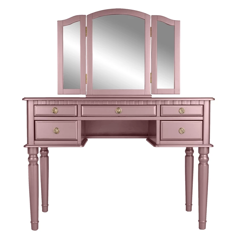 Best deal 🤩 Cooper Furniture Wood Vanity Set With Mirror And Stool In Pink Rose Gold Color 🤩 9 Best deal 🤩 Cooper Furniture Wood Vanity Set With Mirror And Stool In Pink Rose Gold Color 🤩 - Image 7