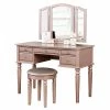 Best deal 🤩 Cooper Furniture Wood Vanity Set With Mirror And Stool In Pink Rose Gold Color 🤩 1 Best deal 🤩 Cooper Furniture Wood Vanity Set With Mirror And Stool In Pink Rose Gold Color 🤩 -Living Room Sales Shop 2478101 L