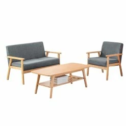 Buy π― Lilola Home Bahamas Coffee Table Light Gray Linen Fabric Loveseat Chair Set π₯°