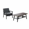 Buy ❤️ Lilola Home Bahamas Espresso Coffee Table And Dark Gray Linen Fabric Single Chair Set 🔔 -Living Room Sales Shop 2479467 7 L