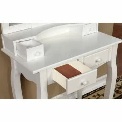 Discount π Bowery Hill Transitional Wood 3-Piece Vanity Set In White π― 9 Discount π Bowery Hill Transitional Wood 3-Piece Vanity Set In White π― -Living Room Sales Shop 2484647 1 L