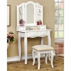 Discount π Bowery Hill Transitional Wood 3-Piece Vanity Set In White π― 8 Discount π Bowery Hill Transitional Wood 3-Piece Vanity Set In White π― -Living Room Sales Shop 2484647 L