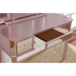 Hot Sale 🛒 Bowery Hill Contemporary Wood 3-Piece Vanity Set In Rose Gold 😉 -Living Room Sales Shop 2484807 3 L