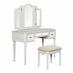 Outlet 🥰 Bowery Hill Contemporary Wood 3-Piece Vanity Set In White 🎉