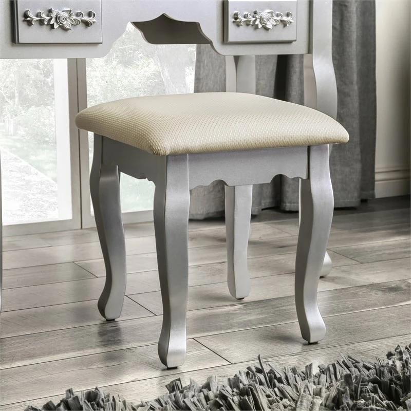 Promo π Bowery Hill Traditional Wood 3-Piece Bedroom Vanity Set In Silver β 7 Promo π Bowery Hill Traditional Wood 3-Piece Bedroom Vanity Set In Silver β - Image 5