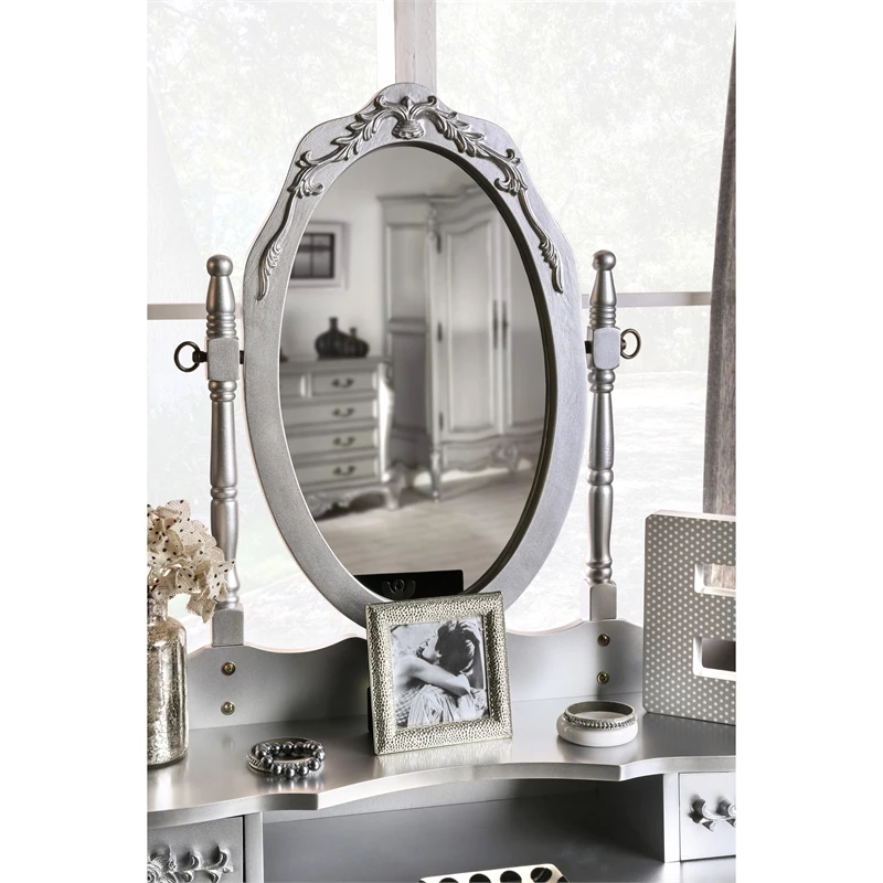 Promo π Bowery Hill Traditional Wood 3-Piece Bedroom Vanity Set In Silver β 10 Promo π Bowery Hill Traditional Wood 3-Piece Bedroom Vanity Set In Silver β - Image 8