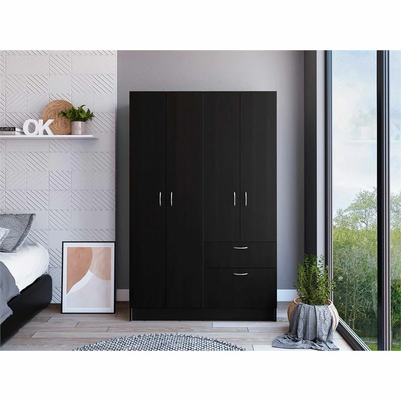 Discount 💯 FM Furniture Habana Modern Wood Bedroom Armoire In Black Wenge/White 👍 4 Discount 💯 FM Furniture Habana Modern Wood Bedroom Armoire In Black Wenge/White 👍 - Image 2