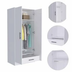 Brand new π FM Furniture Rio 2-Door Wood Armoire With 1-Cabinet & One Hidden Drawer In White β 11 Brand new π FM Furniture Rio 2-Door Wood Armoire With 1-Cabinet & One Hidden Drawer In White β -Living Room Sales Shop 2489044 3 L