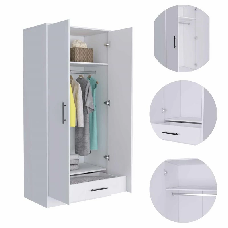 Brand new π FM Furniture Rio 2-Door Wood Armoire With 1-Cabinet & One Hidden Drawer In White β 6 Brand new π FM Furniture Rio 2-Door Wood Armoire With 1-Cabinet & One Hidden Drawer In White β - Image 4