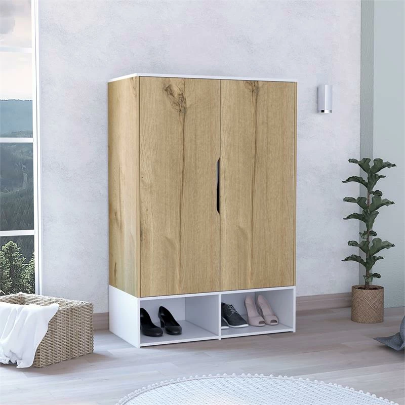 Discount 🥰 Tuhome Furniture TUHOME Rosie Armoire - Light Oak-White Engineered Wood 😍 5 Discount 🥰 Tuhome Furniture TUHOME Rosie Armoire - Light Oak-White Engineered Wood 😍 - Image 3