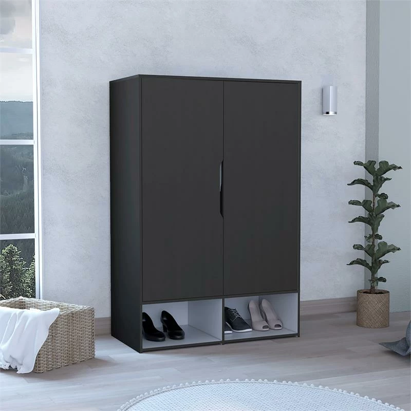 Promo ❤️ Tuhome Furniture TUHOME Rosie Armoire - Black-White Engineered Wood ⌛ 5 Promo ❤️ Tuhome Furniture TUHOME Rosie Armoire - Black-White Engineered Wood ⌛ - Image 3