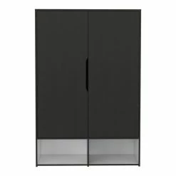 Promo ❤️ Tuhome Furniture TUHOME Rosie Armoire - Black-White Engineered Wood ⌛