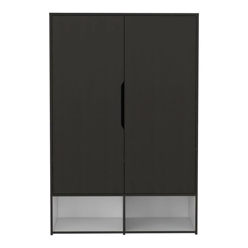 Promo ❤️ Tuhome Furniture TUHOME Rosie Armoire - Black-White Engineered Wood ⌛ 3 Promo ❤️ Tuhome Furniture TUHOME Rosie Armoire - Black-White Engineered Wood ⌛