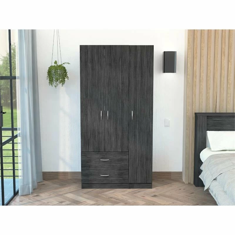 Deals ✔️ Tuhome Furniture TUHOME Austral 3 Doors Armoire-Smoky Oak/White Engineered Wood ⌛ 4 Deals ✔️ Tuhome Furniture TUHOME Austral 3 Doors Armoire-Smoky Oak/White Engineered Wood ⌛ - Image 2
