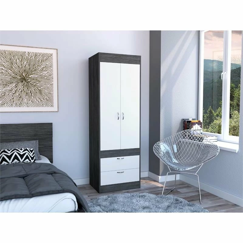 Promo π Tuhome Furniture TUHOME Lisboa Armoire- Ash / White Engineered Wood - For Bedroom π 4 Promo π Tuhome Furniture TUHOME Lisboa Armoire- Ash / White Engineered Wood - For Bedroom π - Image 2