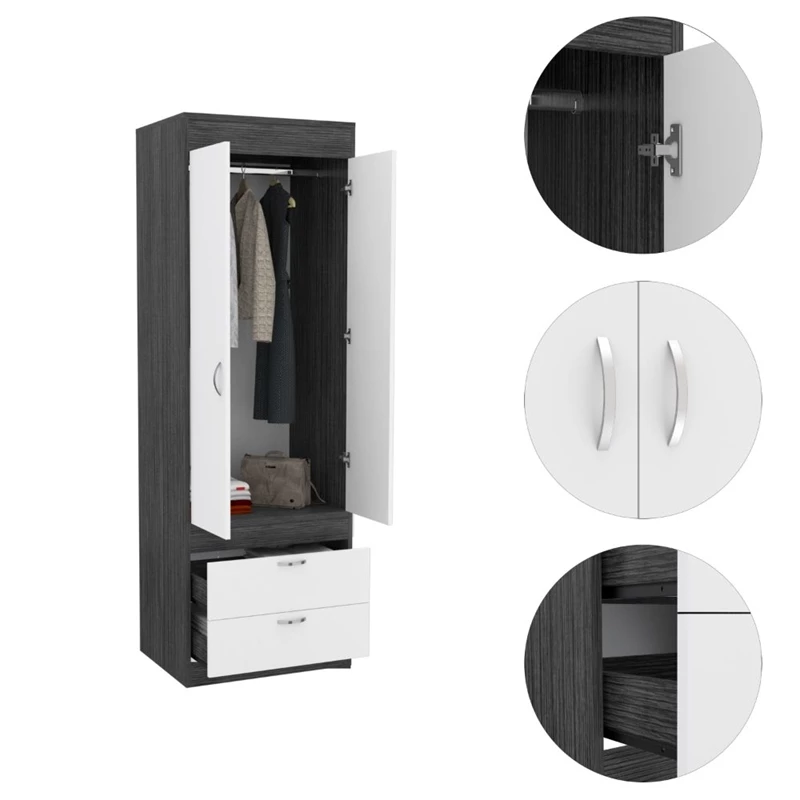 Promo π Tuhome Furniture TUHOME Lisboa Armoire- Ash / White Engineered Wood - For Bedroom π 6 Promo π Tuhome Furniture TUHOME Lisboa Armoire- Ash / White Engineered Wood - For Bedroom π - Image 4