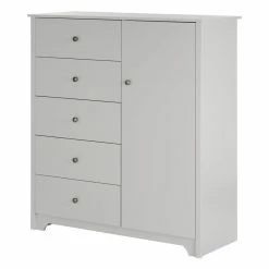 Deals π Pemberly Row Contemporary 5 Drawer Chest In Soft Gray π