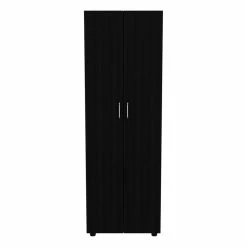 Coupon 💯 Atlin Designs Modern Wood Armoire With One Cabinet & 2 Shelves In Black ⭐ -Living Room Sales Shop 2503760 2 L