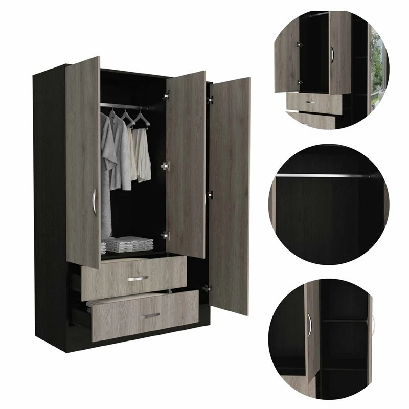 Wholesale ๐ Atlin Designs Mirrored Modern Wood Armoire In Black Wenge/Light Oak ๐งจ 6 Wholesale ๐ Atlin Designs Mirrored Modern Wood Armoire In Black Wenge/Light Oak ๐งจ - Image 4